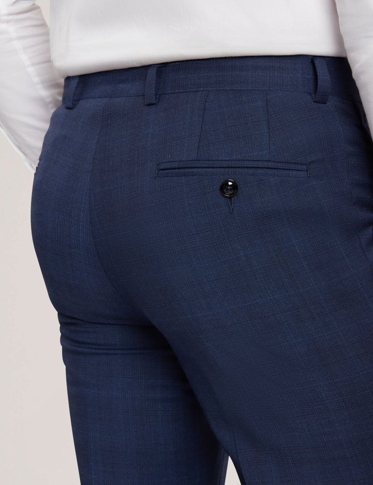Ted Baker Jayals - Slim Fit Navy Check Wool Suit Pants Muške Odijela Tamnoplave | 587940-MKR