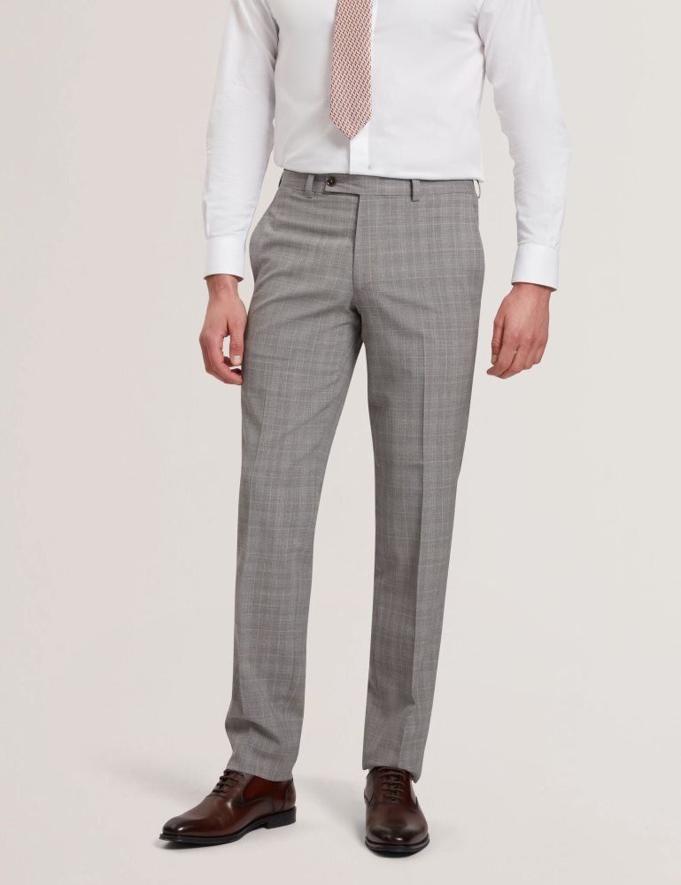 Ted Baker Jaysons - Slim Fit Grey Check Wool Suit Pants Muške Odijela Sive | 846359-SVJ