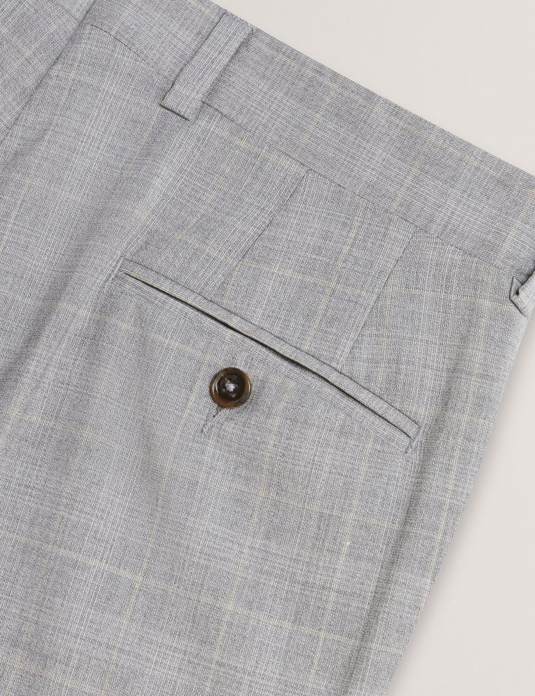 Ted Baker Jaysons - Slim Fit Grey Check Wool Suit Pants Muške Odijela Sive | 846359-SVJ