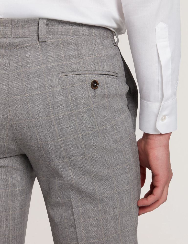 Ted Baker Jaysons - Slim Fit Grey Check Wool Suit Pants Muške Odijela Sive | 846359-SVJ