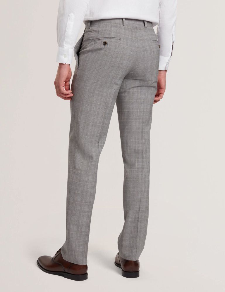 Ted Baker Jaysons - Slim Fit Grey Check Wool Suit Pants Muške Odijela Sive | 846359-SVJ