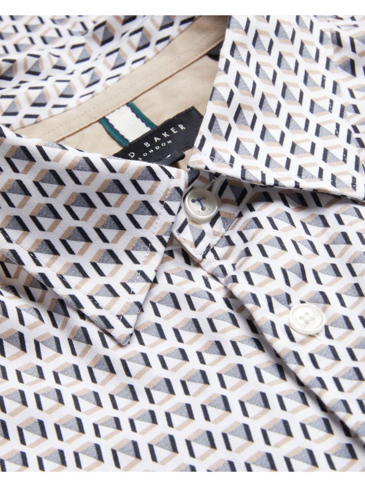 Ted Baker Joshhy - Slim Fit Geometric Long Sleeve Shirt Muške Košulje Sive Smeđe | 827310-ICX