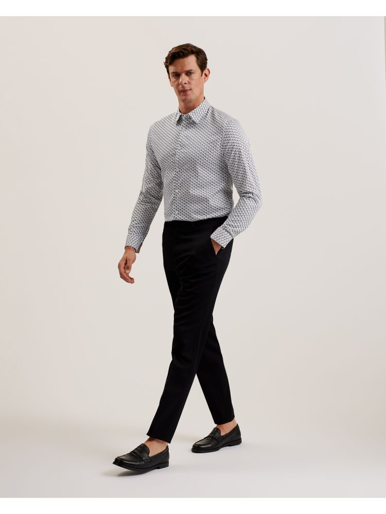 Ted Baker Joshhy - Slim Fit Geometric Long Sleeve Shirt Muške Košulje Sive Smeđe | 827310-ICX