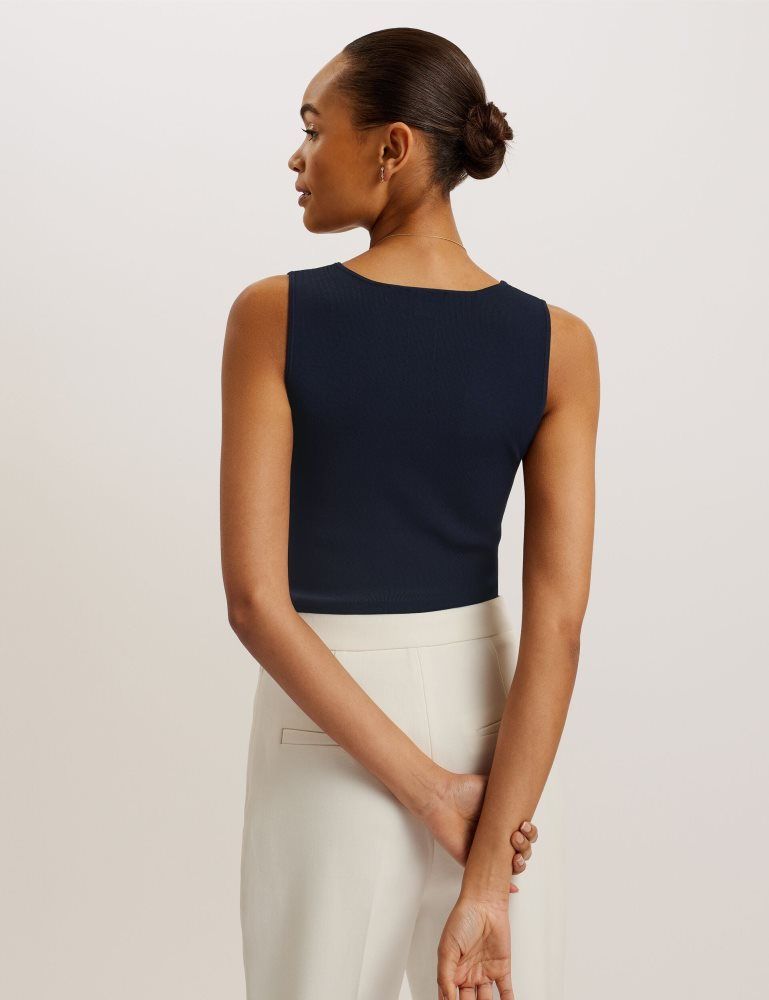 Ted Baker Josiiy - V-neck Slim Fit Sleeveless Knit Top Ženske Majice Tamnoplave | 960842-ZTO