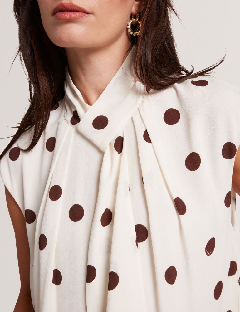 Ted Baker Jutuva - Polka Dot Scarf Neck Mini Shift Dress Ženske Haljina Bijele | 938067-LUZ