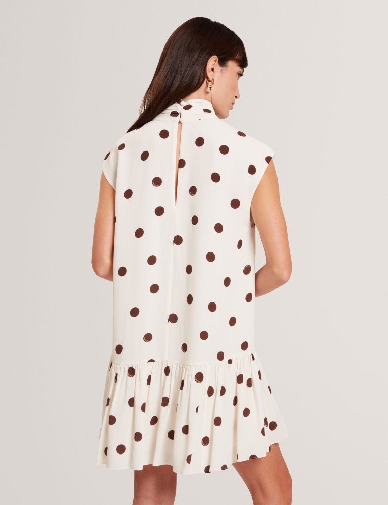 Ted Baker Jutuva - Polka Dot Scarf Neck Mini Shift Dress Ženske Haljina Bijele | 938067-LUZ