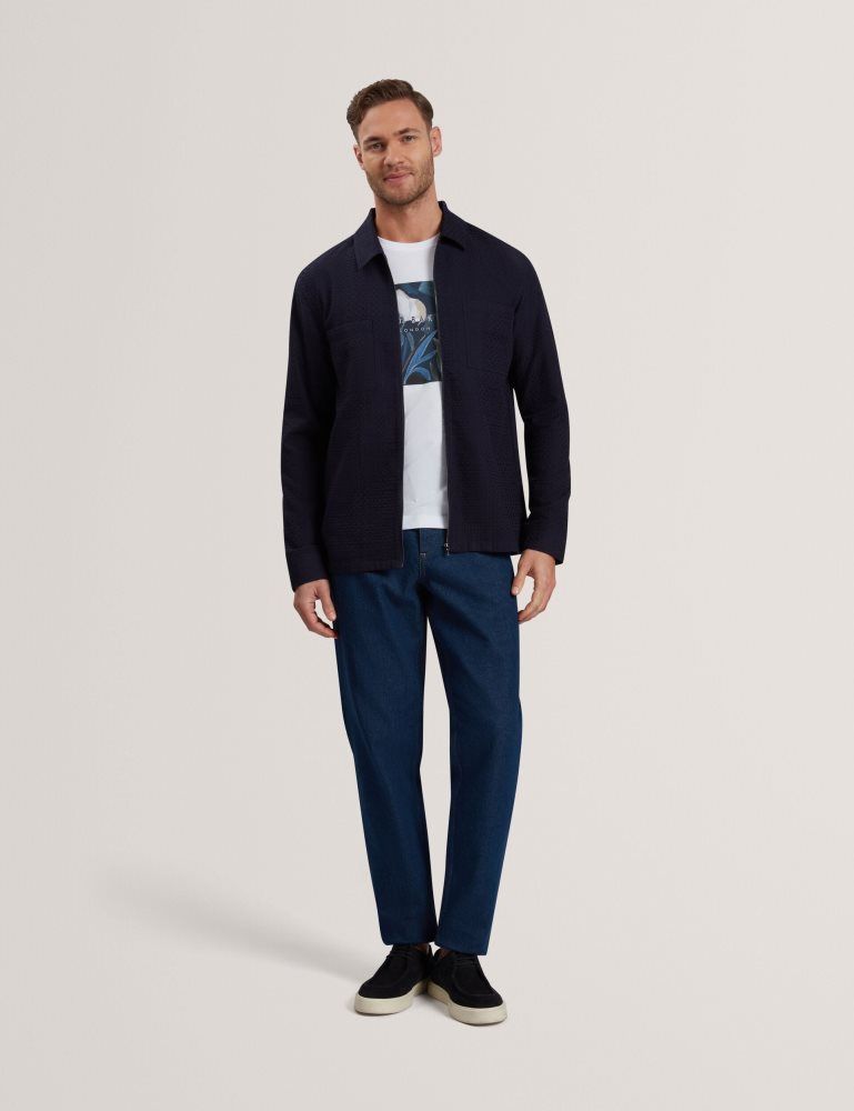 Ted Baker Kailins - Long Sleeve Zip-through Cotton Overshirt Muške Jakne Tamnoplave | 280413-SLW