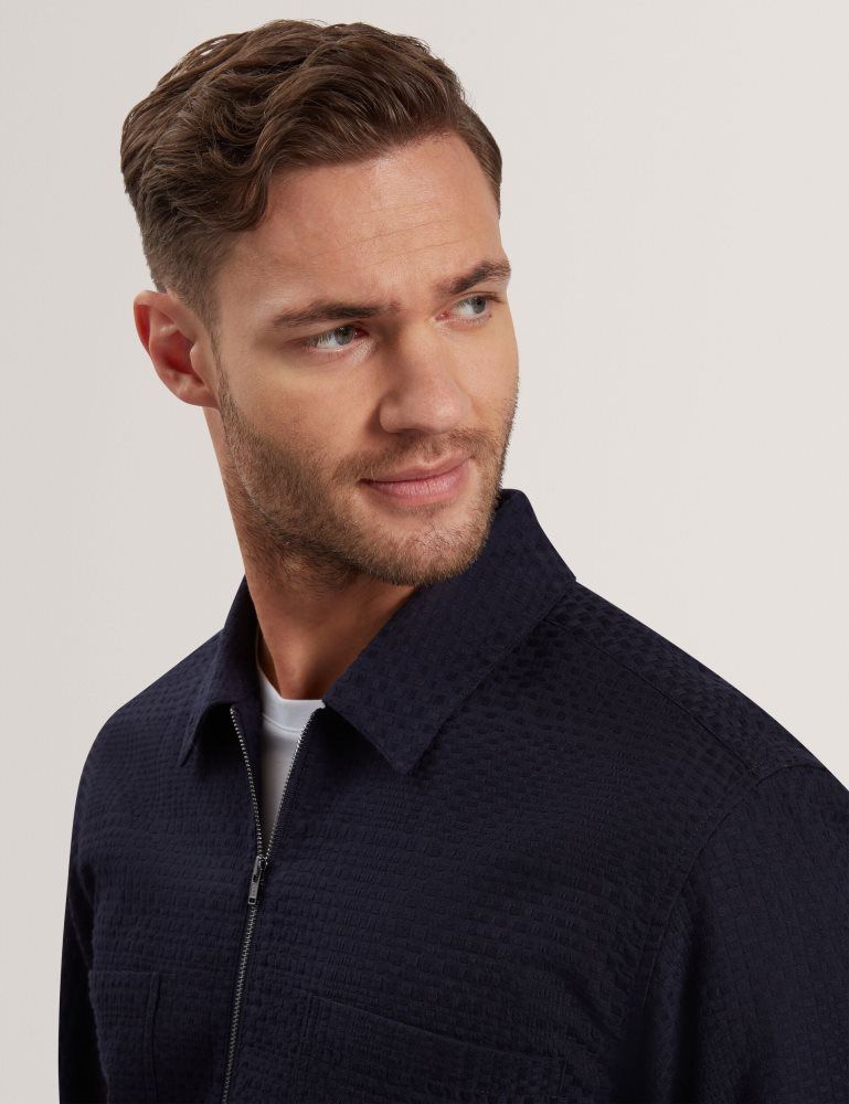 Ted Baker Kailins - Long Sleeve Zip-through Cotton Overshirt Muške Jakne Tamnoplave | 280413-SLW