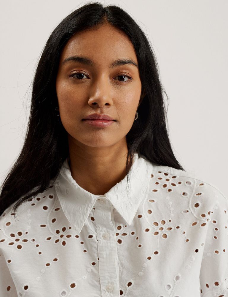 Ted Baker Kilkis - Broderie Cropped Shirt Ženske Majice Bijele | 536849-TDI