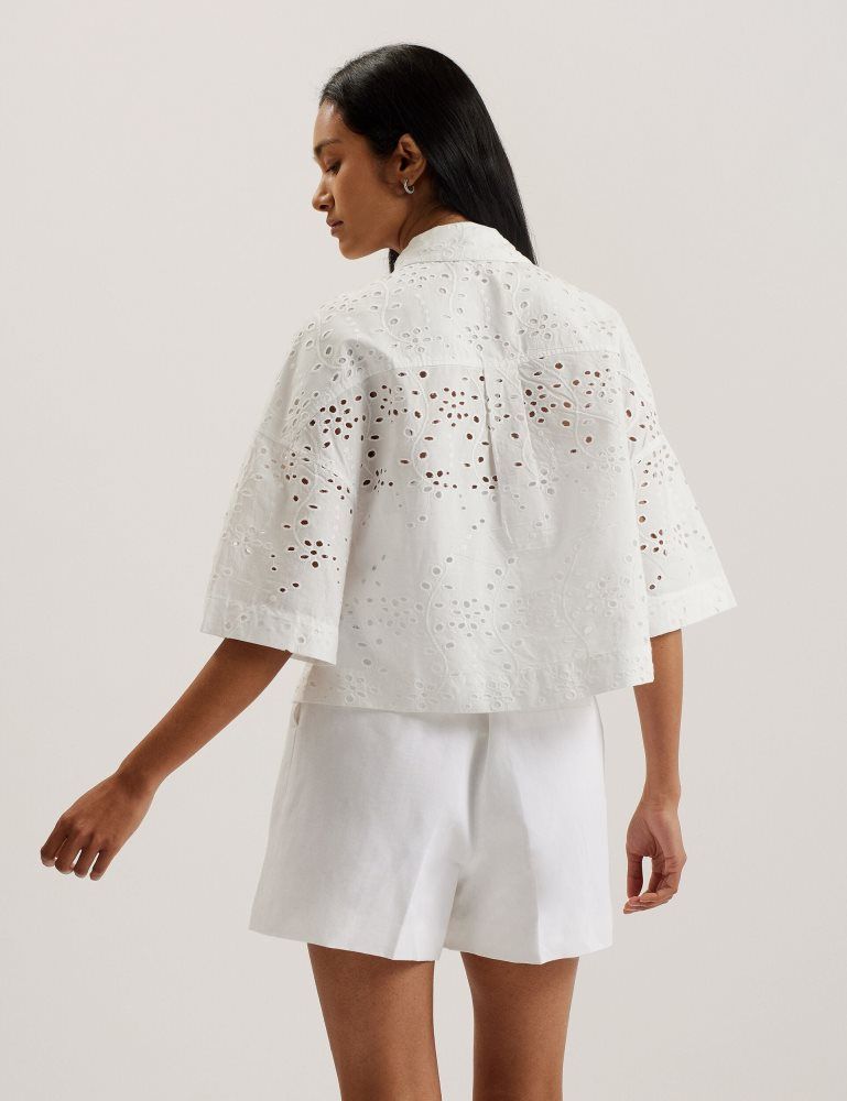 Ted Baker Kilkis - Broderie Cropped Shirt Ženske Majice Bijele | 536849-TDI