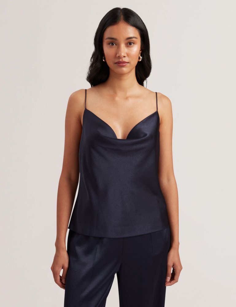 Ted Baker Kiti - Satin Cowl Neck Strappy Cami Top Ženske Majice Tamnoplave | 428136-ODW