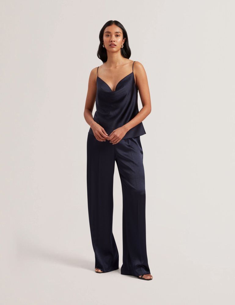 Ted Baker Kiti - Satin Cowl Neck Strappy Cami Top Ženske Majice Tamnoplave | 428136-ODW