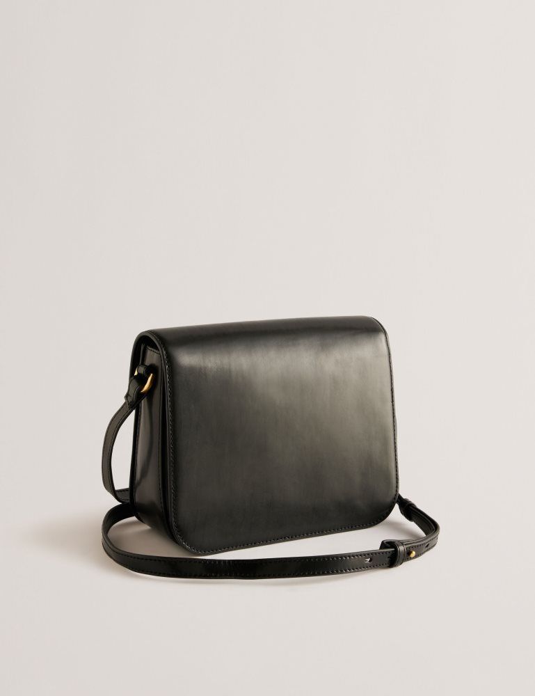 Ted Baker Kkayli - Polished Leather Crossbody Satchel Bag Ženske Torbe Preko Tijela Crne | 735691-IPH