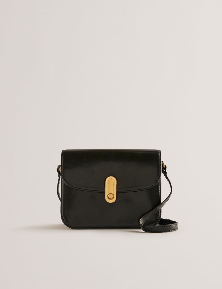 Ted Baker Kkayli - Polished Leather Crossbody Satchel Bag Ženske Torbe Preko Tijela Crne | 735691-IPH