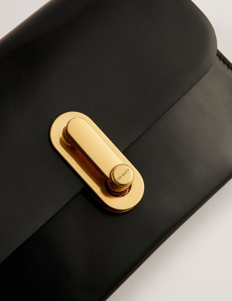Ted Baker Kkaysa - Leather Twist Lock Small Crossbody Bag Ženske Torbe Preko Tijela Crne | 452739-VBO