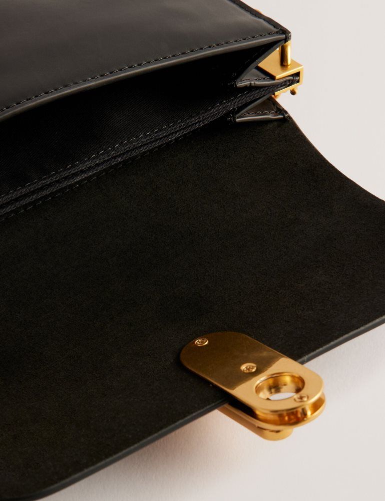 Ted Baker Kkaysa - Leather Twist Lock Small Crossbody Bag Ženske Torbe Preko Tijela Crne | 452739-VBO