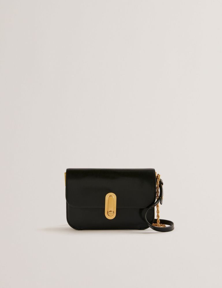 Ted Baker Kkaysa - Leather Twist Lock Small Crossbody Bag Ženske Torbe Preko Tijela Crne | 452739-VBO