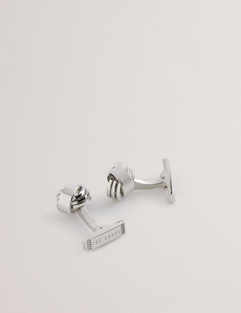 Ted Baker Knoted - Knotted Shiny Metal Cufflinks Muške Dugmad Za Manšete Srebrne | 317564-VUQ