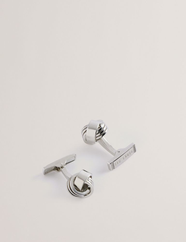 Ted Baker Knoted - Knotted Shiny Metal Cufflinks Muške Dugmad Za Manšete Srebrne | 317564-VUQ