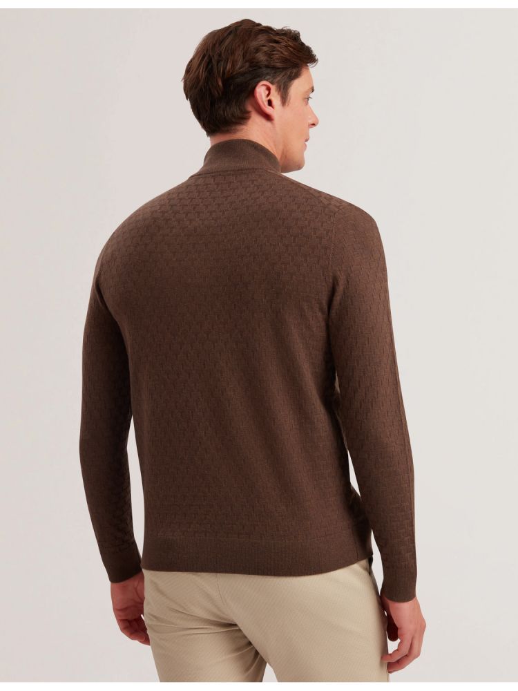 Ted Baker Kurnle - T Knit Half Zip Funnel Neck Jumper Muške Džemperi Smeđe | 317865-DMR