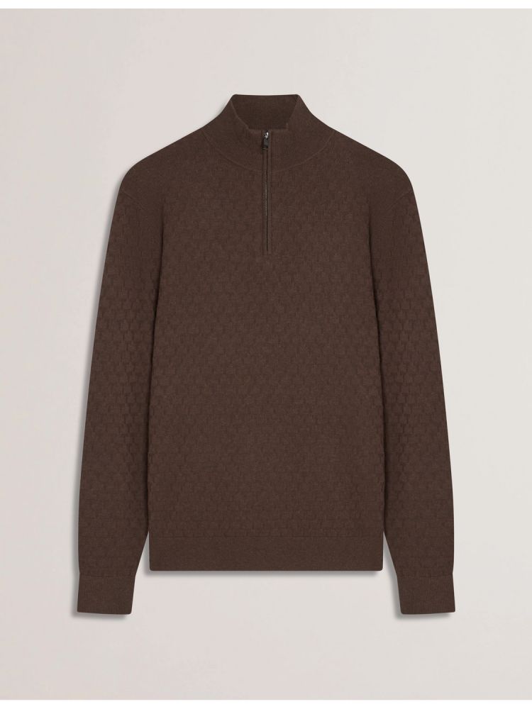 Ted Baker Kurnle - T Knit Half Zip Funnel Neck Jumper Muške Džemperi Smeđe | 317865-DMR