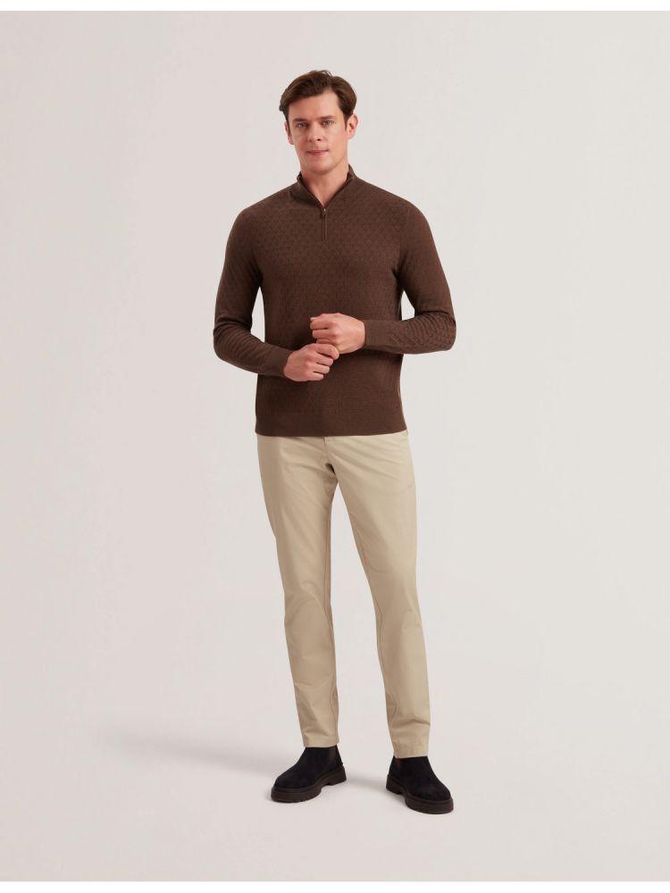 Ted Baker Kurnle - T Knit Half Zip Funnel Neck Jumper Muške Džemperi Smeđe | 317865-DMR