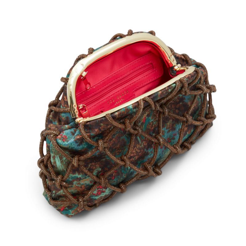 Ted Baker Kylar - Crystal Cage Printed Satin Clutch Bag Ženske Clutch Torbe Maslinasto Zelene | 027649-KIQ