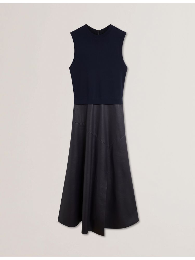 Ted Baker Labasa - Sleeveless Knit Faux Leather Midi Dress Ženske Haljina Tamnoplave | 167934-FPU