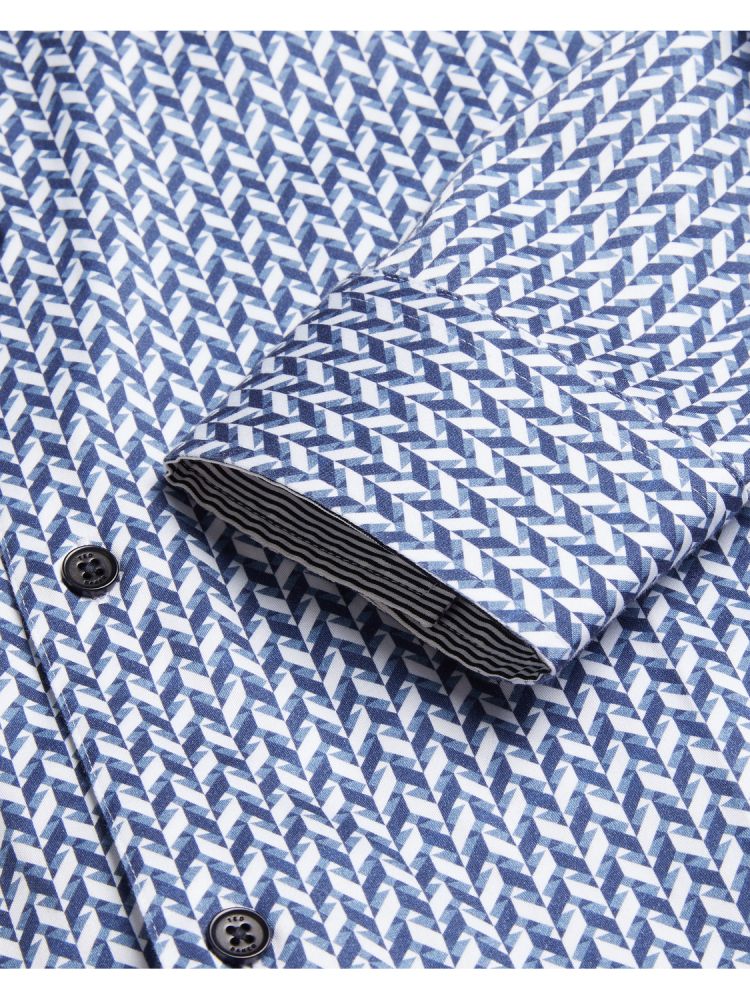 Ted Baker Laceby - Geometric Print Long Sleeve Slim Shirt Muške Košulje Tamnoplave | 082391-YXZ