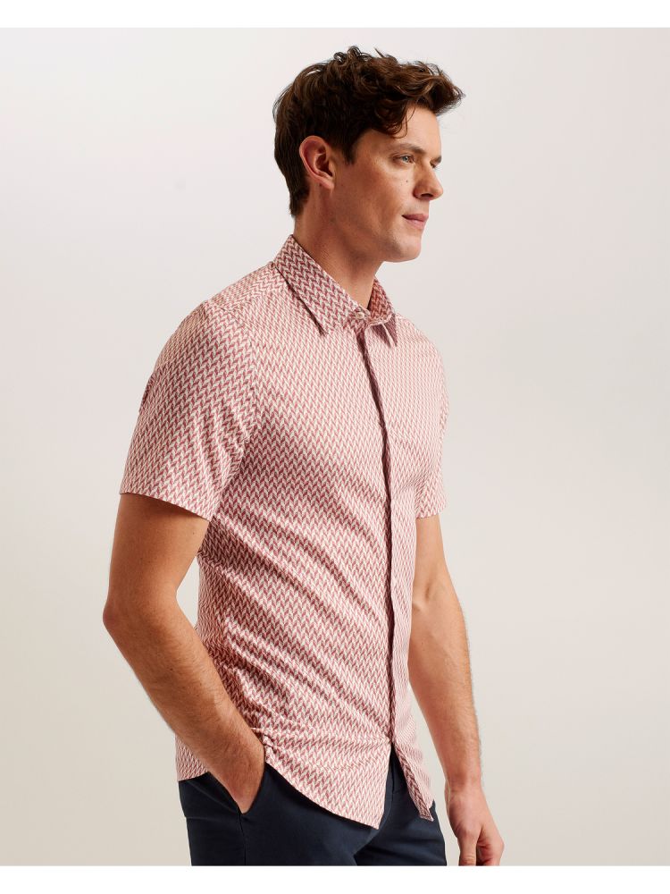 Ted Baker Lacesho - Short Sleeve Geo Printed Shirt Muške Košulje Roze | 706395-OKQ
