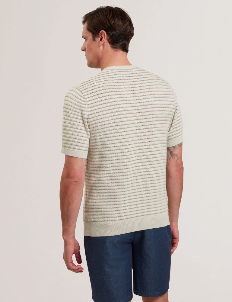 Ted Baker Lain - Short Sleeve Textured T-shirt Muške Topi Ecru | 901362-OZS