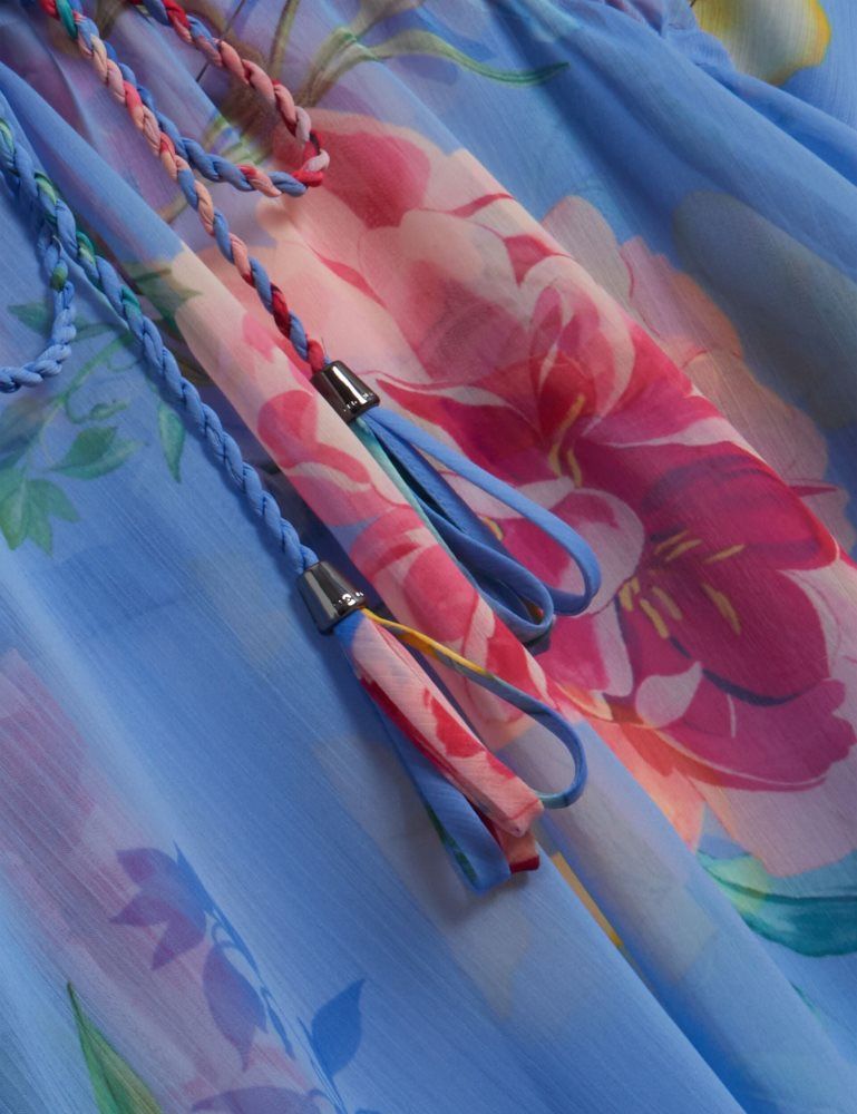 Ted Baker Larja - Floral Print Chiffon Mini Beach Kaftan Ženske Kupaći Kostimi Plave | 284013-HPM
