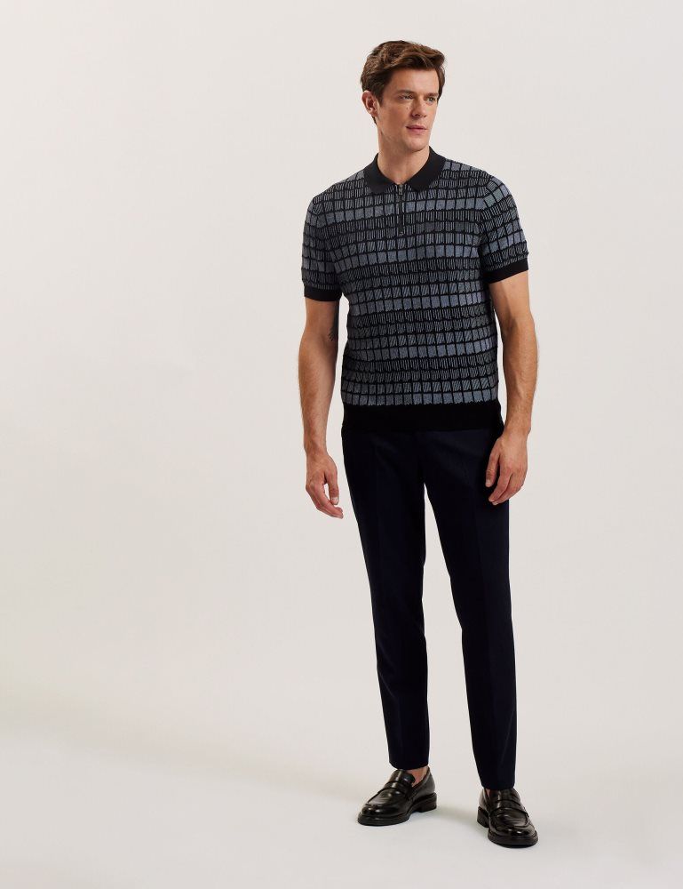 Ted Baker Levers - Ombre Jacquard Zip Neck Polo Shirt Muške Topi Crne | 219873-CBR