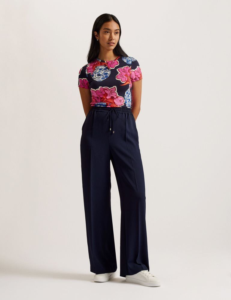 Ted Baker Liliaah - Wide Leg Tailored Joggers Ženske Kratke Hlače Tamnoplave | 943207-AFX