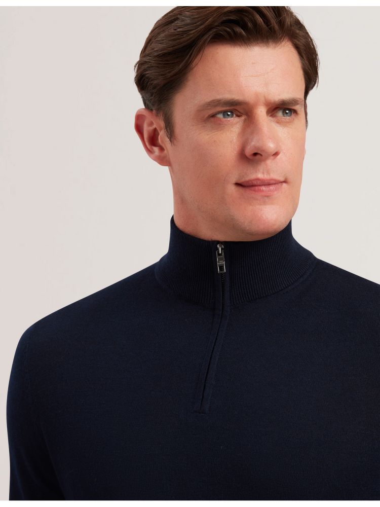 Ted Baker Limehas - Wool Quarter Zip Funnel Neck Sweater Muške Džemperi Tamnoplave | 524397-WFA