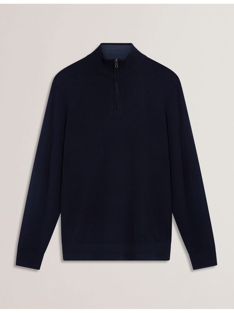 Ted Baker Limehas - Wool Quarter Zip Funnel Neck Sweater Muške Džemperi Tamnoplave | 524397-WFA