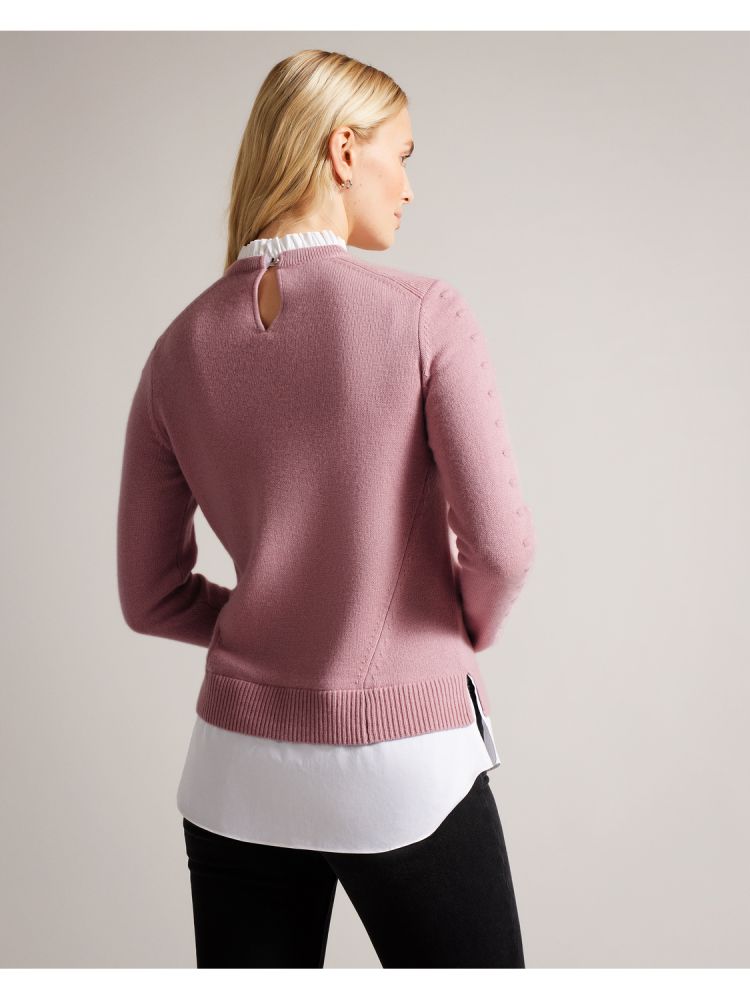 Ted Baker Lissiah - Bobble Detail Shirt Hem Knitted Jumper Ženske Majice Roze | 365918-CXV