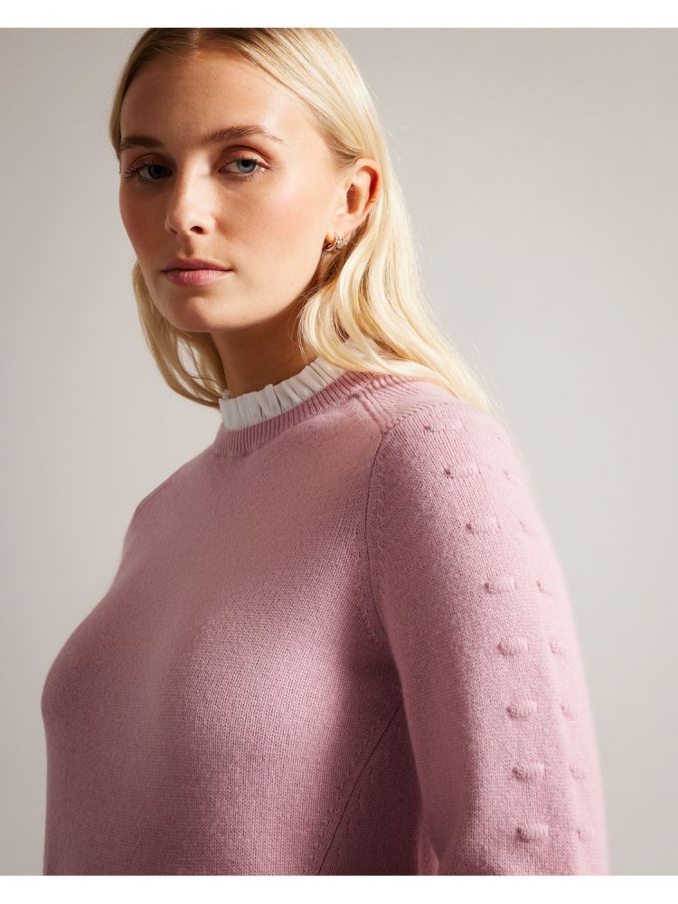 Ted Baker Lissiah - Bobble Detail Shirt Hem Knitted Jumper Ženske Džemperi Roze | 519302-BEK