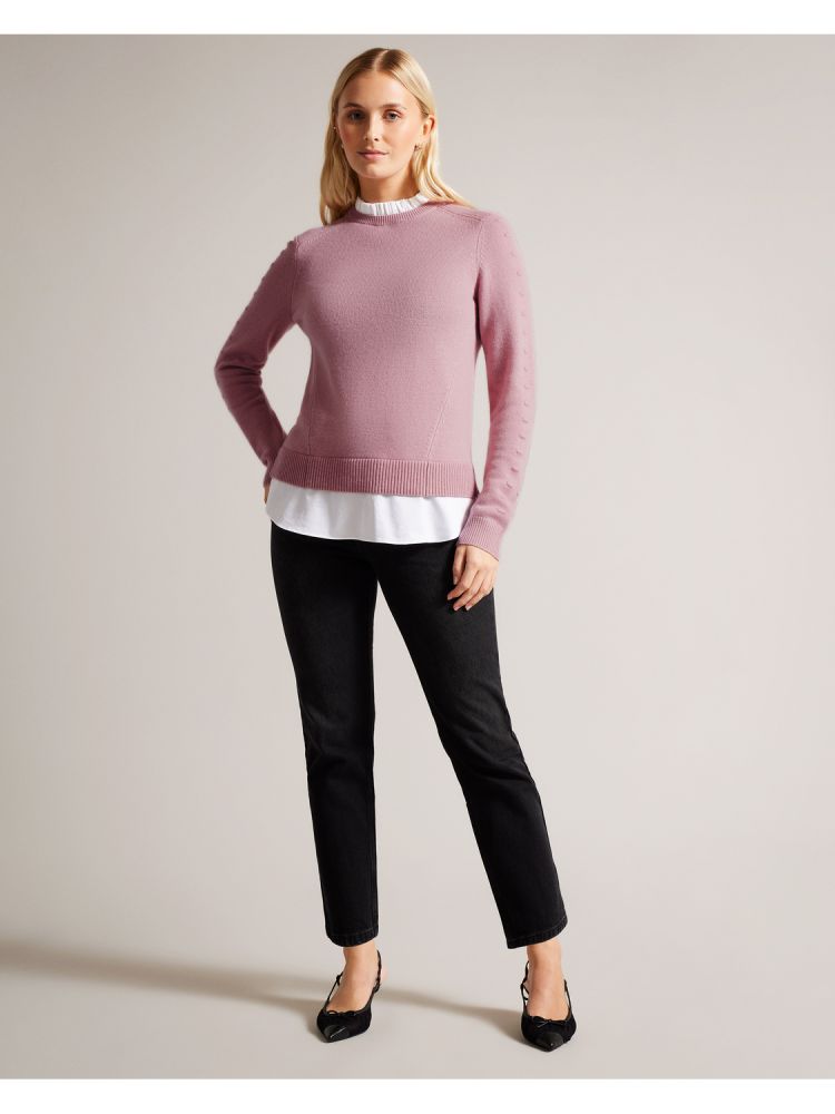 Ted Baker Lissiah - Bobble Detail Shirt Hem Knitted Jumper Ženske Džemperi Roze | 519302-BEK