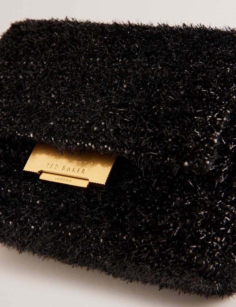 Ted Baker Liylah - Metallic Tinsel Fold Over Crossbody Bag Ženske Torbe Preko Tijela Crne | 362481-XRP