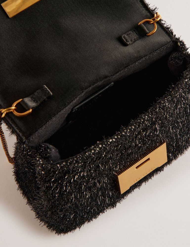Ted Baker Liylah - Metallic Tinsel Fold Over Crossbody Bag Ženske Torbe Preko Tijela Crne | 362481-XRP