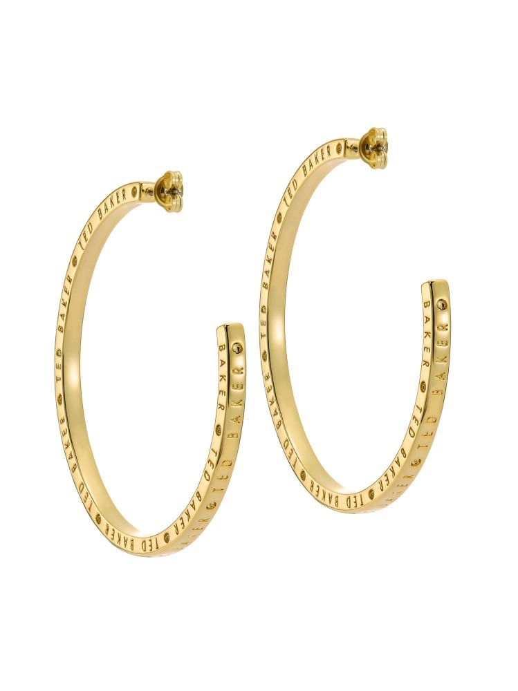 Ted Baker Loa - Logo Hoop Earrings Ženske Nakit Zlatne | 387064-BVF
