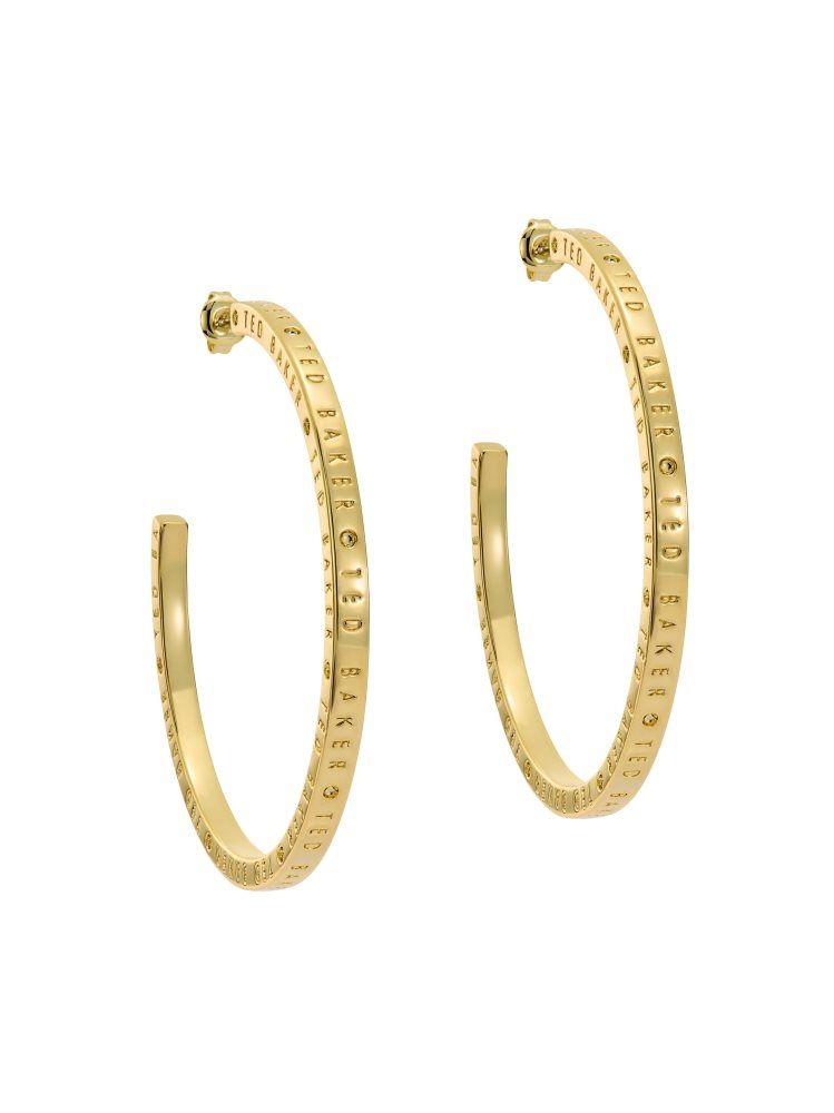 Ted Baker Loa - Logo Hoop Earrings Ženske Nakit Zlatne | 387064-BVF