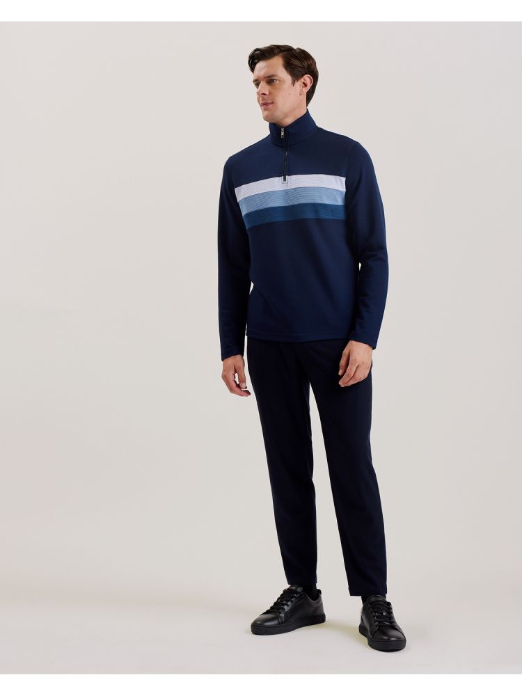 Ted Baker Longman - Ombre Stripe Half-zip Sweatshirt Muške Majica s Kapuljačom Tamnoplave | 082617-CAS