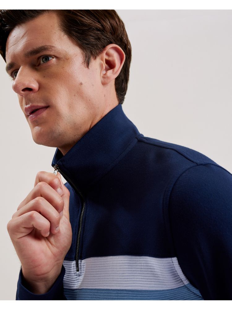 Ted Baker Longman - Ombre Stripe Half-zip Sweatshirt Muške Majica s Kapuljačom Tamnoplave | 082617-CAS