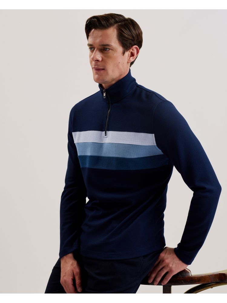Ted Baker Longman - Ombre Stripe Half-zip Sweatshirt Muške Majica s Kapuljačom Tamnoplave | 082617-CAS