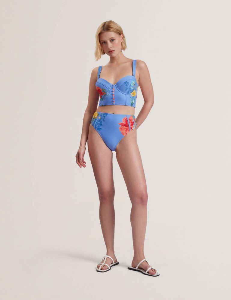 Ted Baker Lorriee - Printed High Waisted Bikini Bottoms Ženske Kupaći Kostimi Plave | 618370-GWT