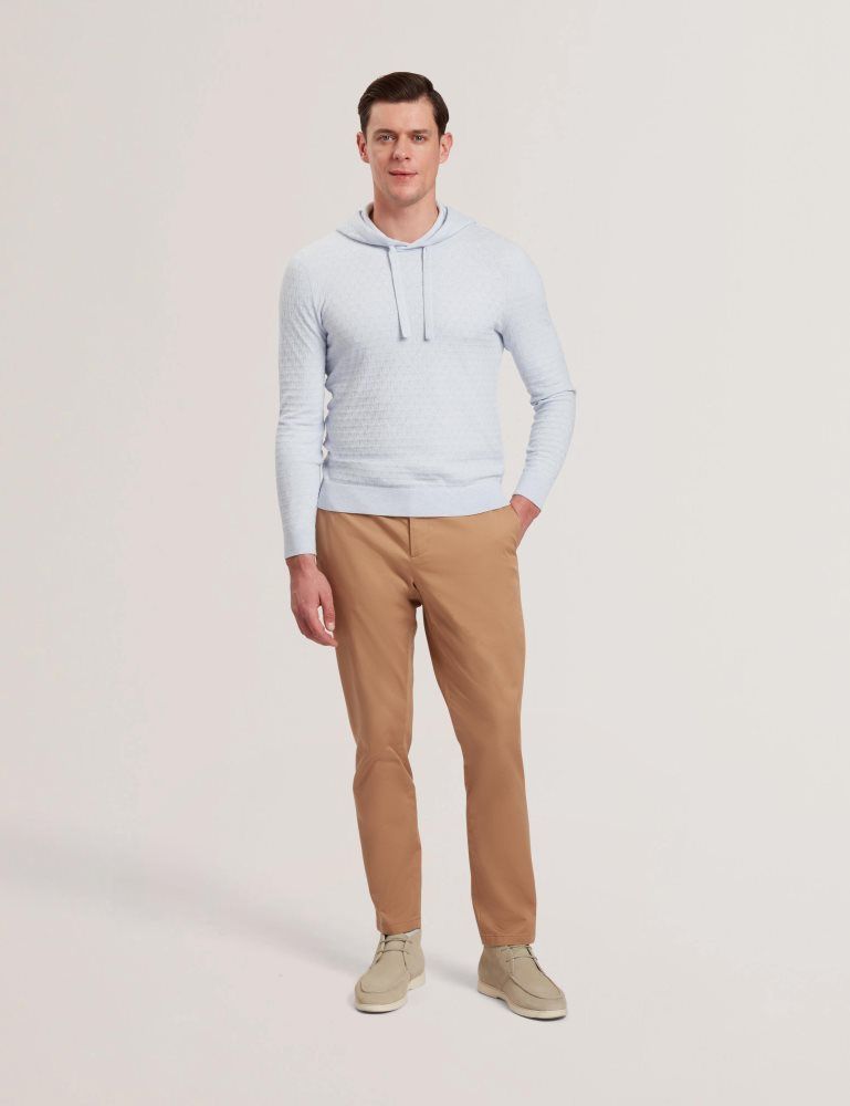Ted Baker Loular - Textured T Knit Wool Blend Hoodie Muške Majica s Kapuljačom Plave | 479320-HMF