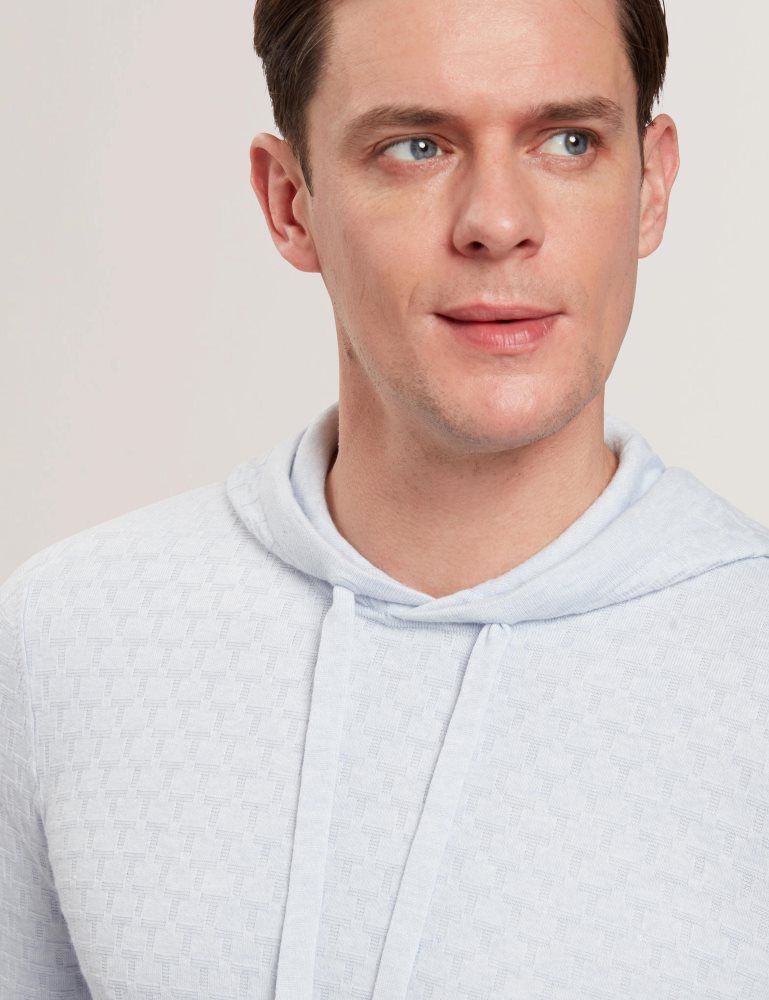 Ted Baker Loular - Textured T Knit Wool Blend Hoodie Muške Majica s Kapuljačom Plave | 479320-HMF