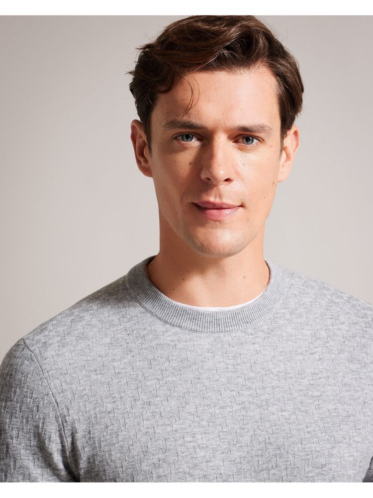 Ted Baker Loung - Long Sleeve T Stitch Crew Neck Sweater Muške Džemperi Sive | 261790-WLE